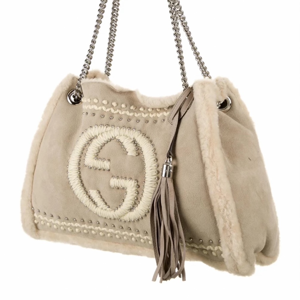 Gucci Soho Honey Shearling Leather Shoulder Bag